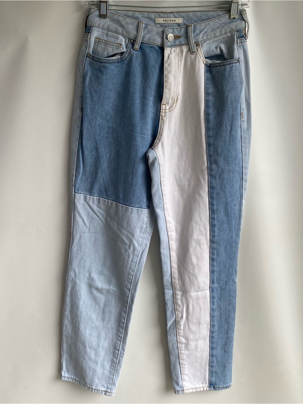 PacSun mixed denim patchwork high waist mom jeans retro boho fall winter 25